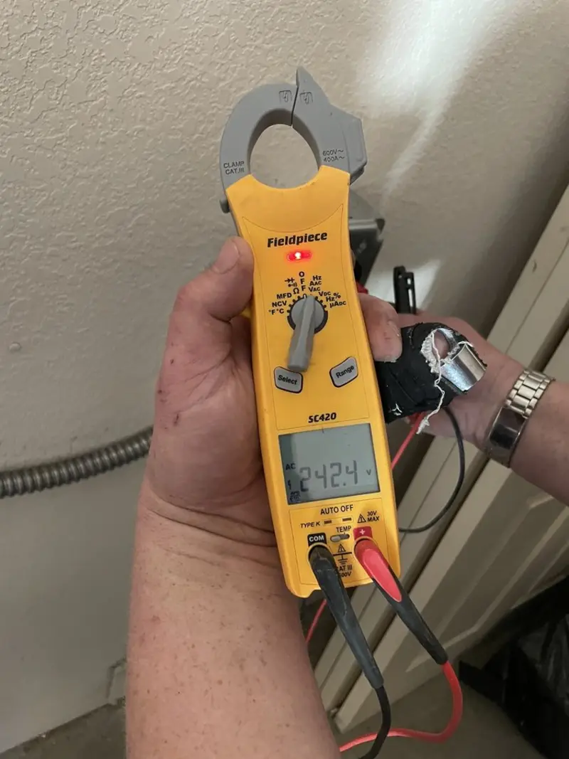 Voltage testing with clamp meter during Hot Tub / Pool Electrical Wiring in Bucyrus
